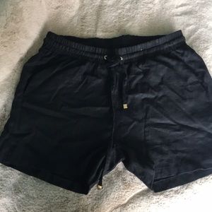 Black linen shorts